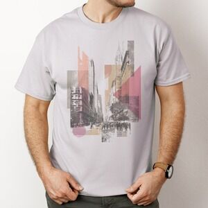 Urban Collage Graphic Tee Mixed Media City Street Art